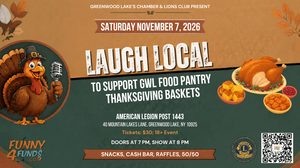 Laugh Local Comedy Fundraiser in Greenwood Lake to support GL Food Pantry